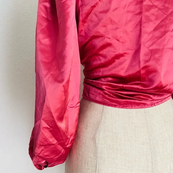 Forever 21 Red Satin Tie-Front Top - Picture 9 of 10